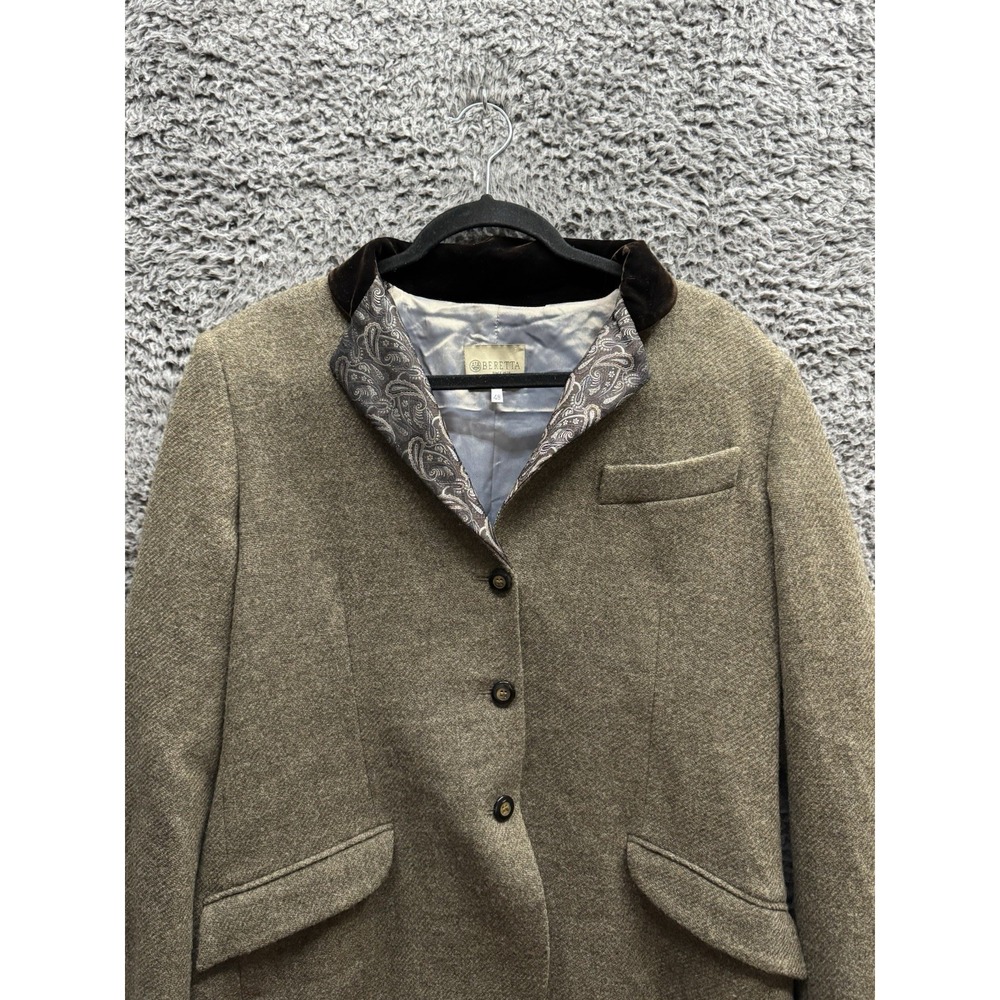 Beretta Sport Tweed Jacket Green Check Lana Wool Vintage Blazer Women's 48‎ - Picture 4 of 9